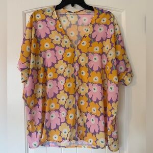 Jodifl Floral V-Neck Women Top - Medium